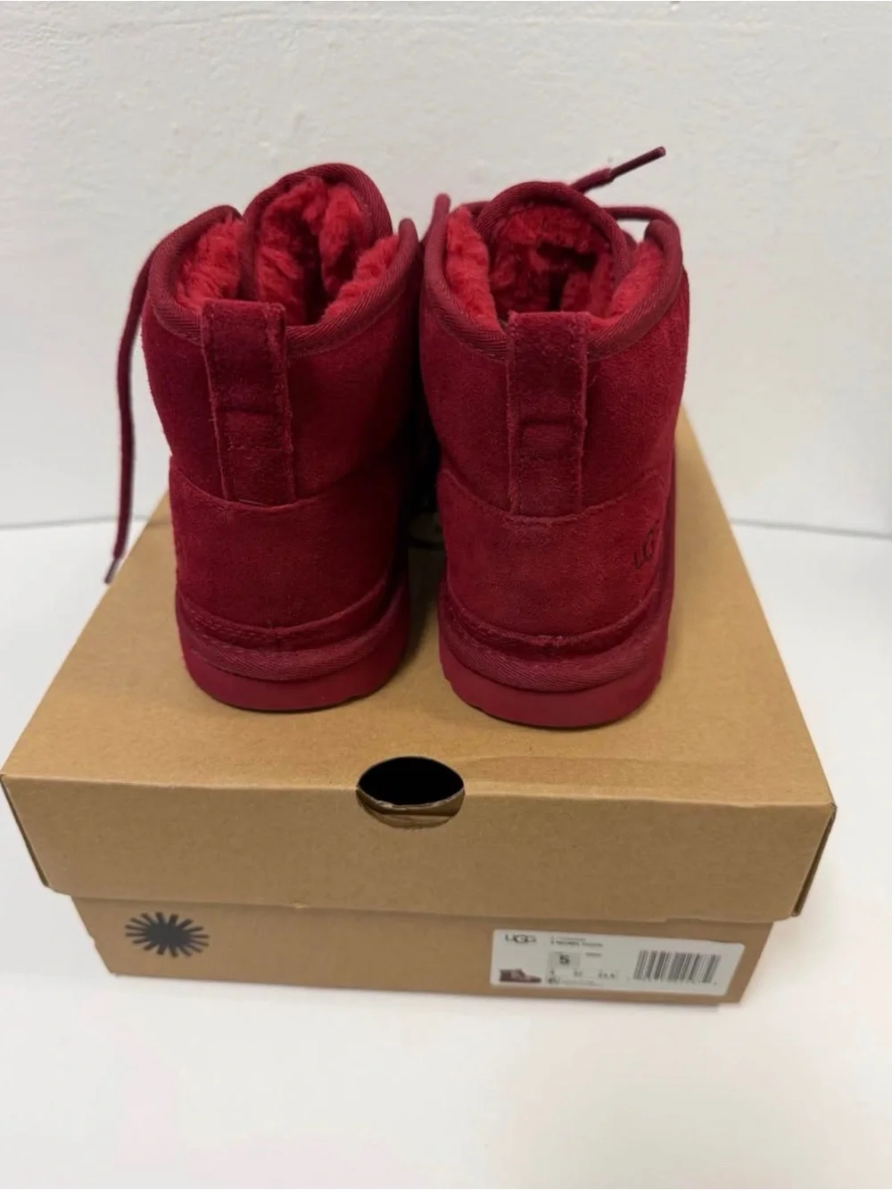 UGG Maroon and Light Pink Kids Lace-Up Boots Size 5